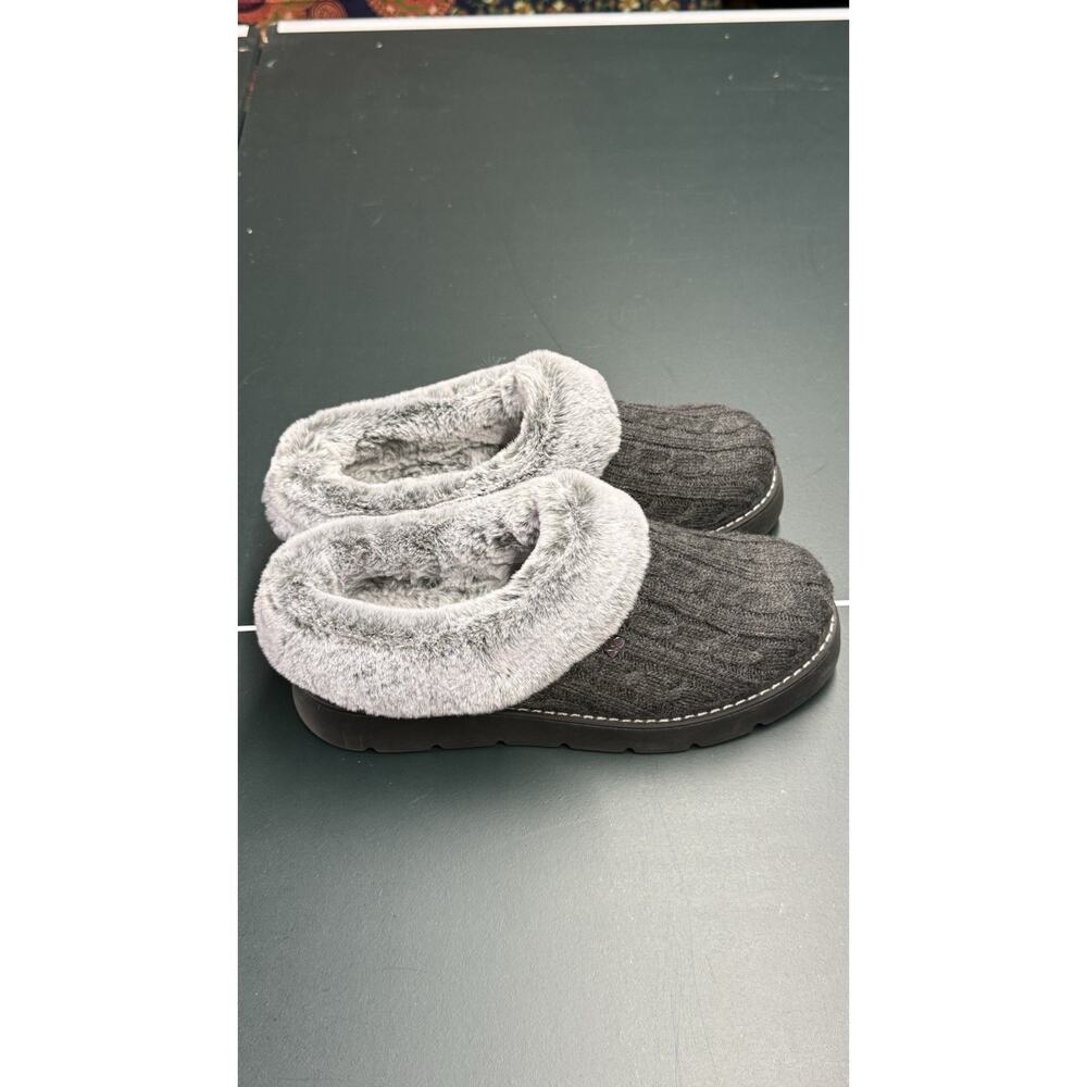 Skechers Bobs Women's Warm Greetings Keepsake Light Slippers Charcoal Size 10 - Picture 2 of 7
